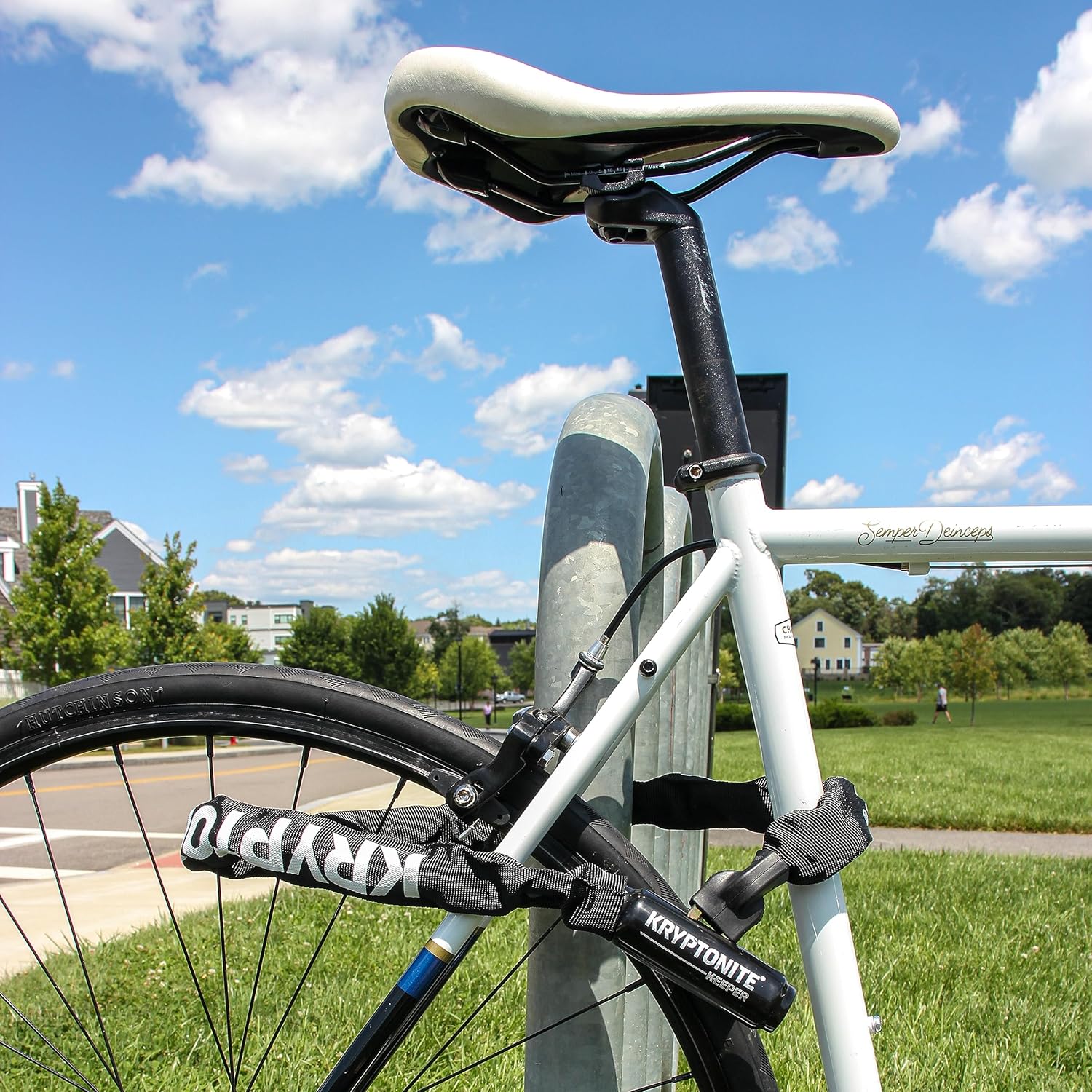 Keeper 785 Chaîne Intégrée - Antivol Vélo - Niveau de Sécurité 5/10 - Offre une Sécurité Élevée à Votre Vélo - Longueur 85 cm - Couleur Noire Noir Unique