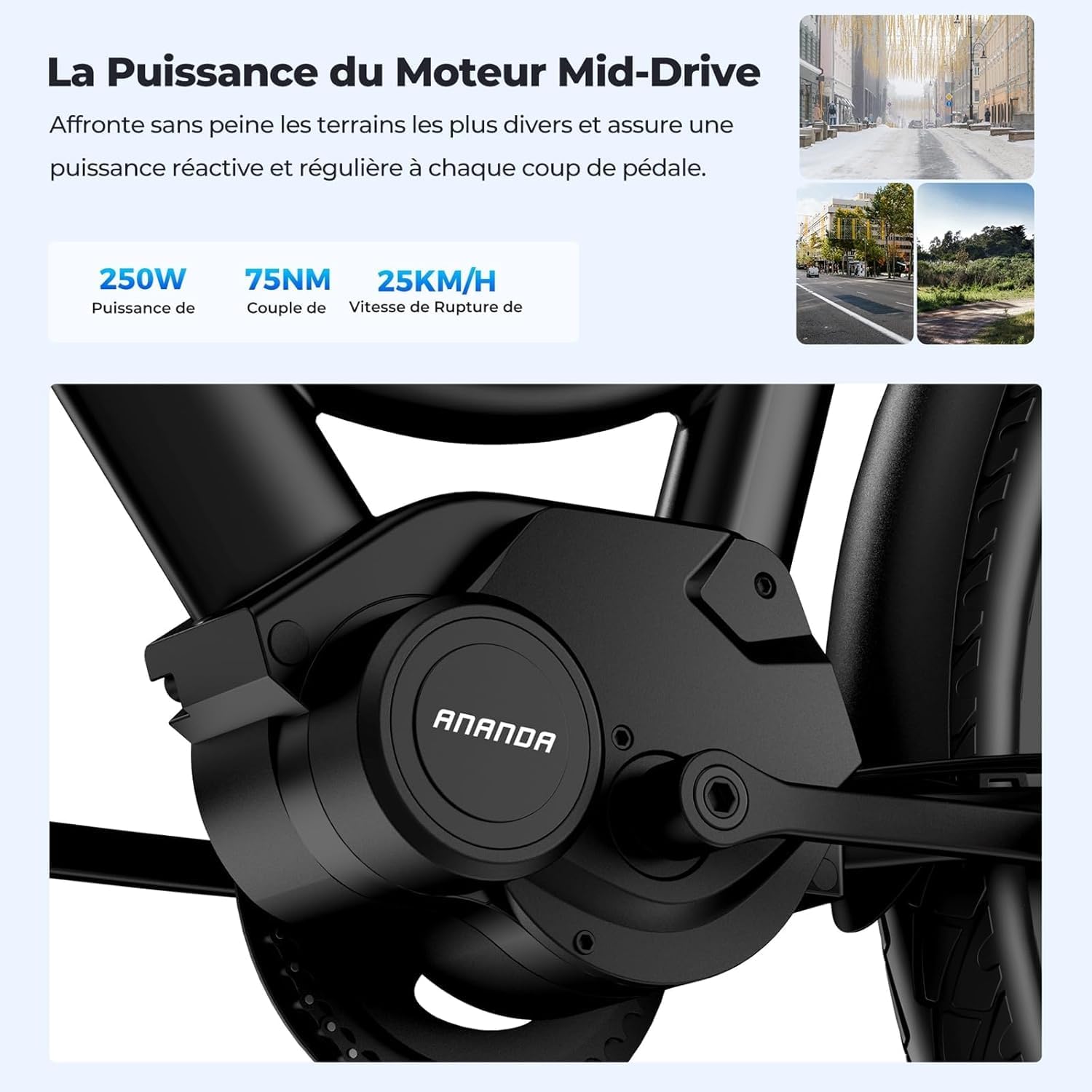 Urbano 2 Vélos électriques, Autonomie 100km, Vélo à Assistance électrique 26 Pouces à Moteur Central 36V 13AH 250W, VTC Electrique Homme Femme