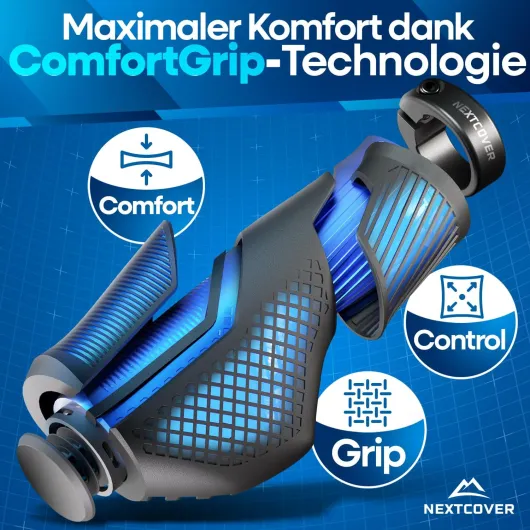 NEXTCOVER® Poignées de vélo ergonomiques avec technologie Comfort Grip I Poignées de vélo et VTT I Poignées de guidon de vélo I Poignées de guidon de vélo I Poignées de guidon de vélo Confortable
