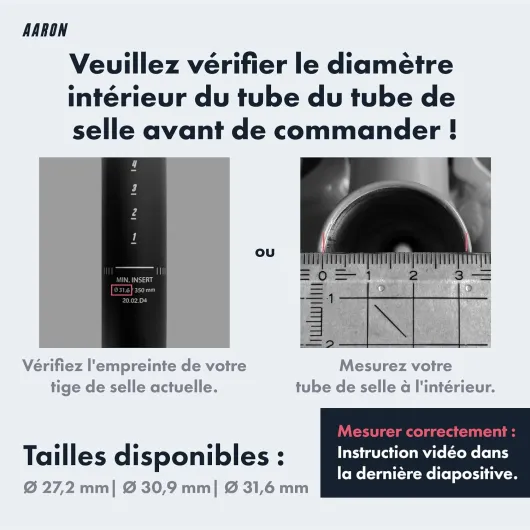 Tige de Selle de vélo Suspendue à Ressort - Aluminium - pour vélo électrique/VTT/VTC/vélo de Ville/Autre - Noir - diamètre 27,2mm, 30,9mm, 31,6mm / Longueur 350 mm 31,6 Noir
