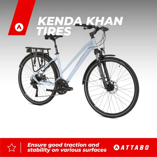 ATTABO Spate 2.0 Vélo de Trekking pour Femme 28" 19" Blanc – Shimano CUES 2 x 9 & SR Suntour NEX 63 mm – avec LED Dynamo, Porte-Bagages et Garde-Boue – pour Le Quotidien et Les randonnées