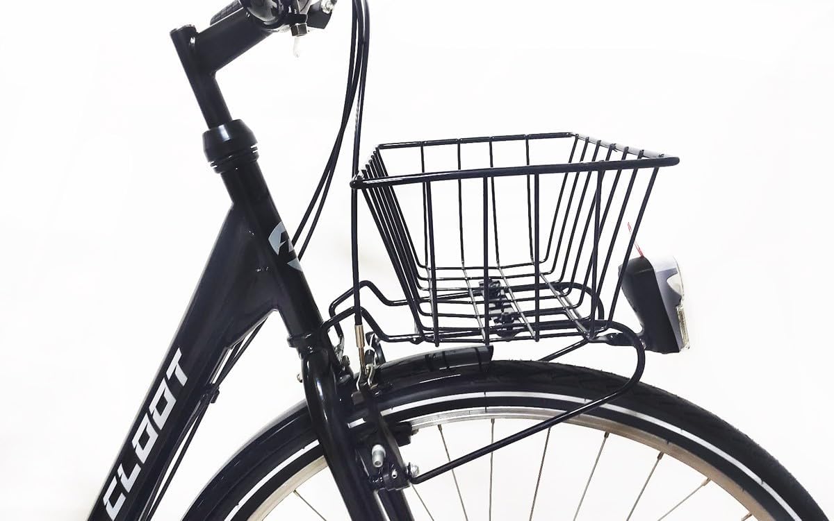CLOOT Vélo Ville 28 Pouces Relax avec Panier Porte Bagages 6 Vitesses Cadre Bas Confortable Style Classique Usage Quotidien Léger Accès Facile Design Élégant Homme Femme Noir