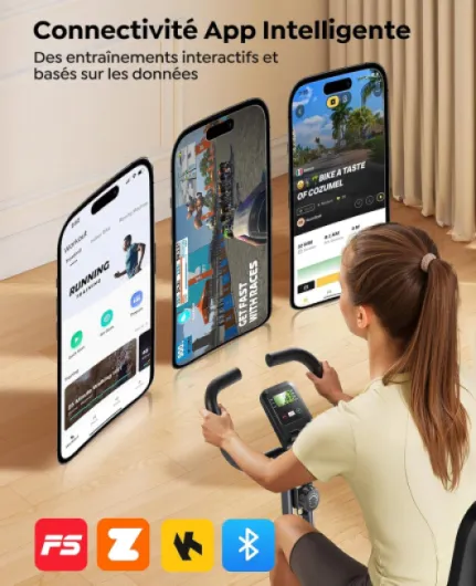 5-en-1 Vélo d’Appartement Pliable, Velo D Appartement avec 16 Niveaux de Résistance Magnétique, Moniteur LCD et Compatible APP, Vélos de fitness pour la maison avec Silencieux Capacité 140 kg Vert