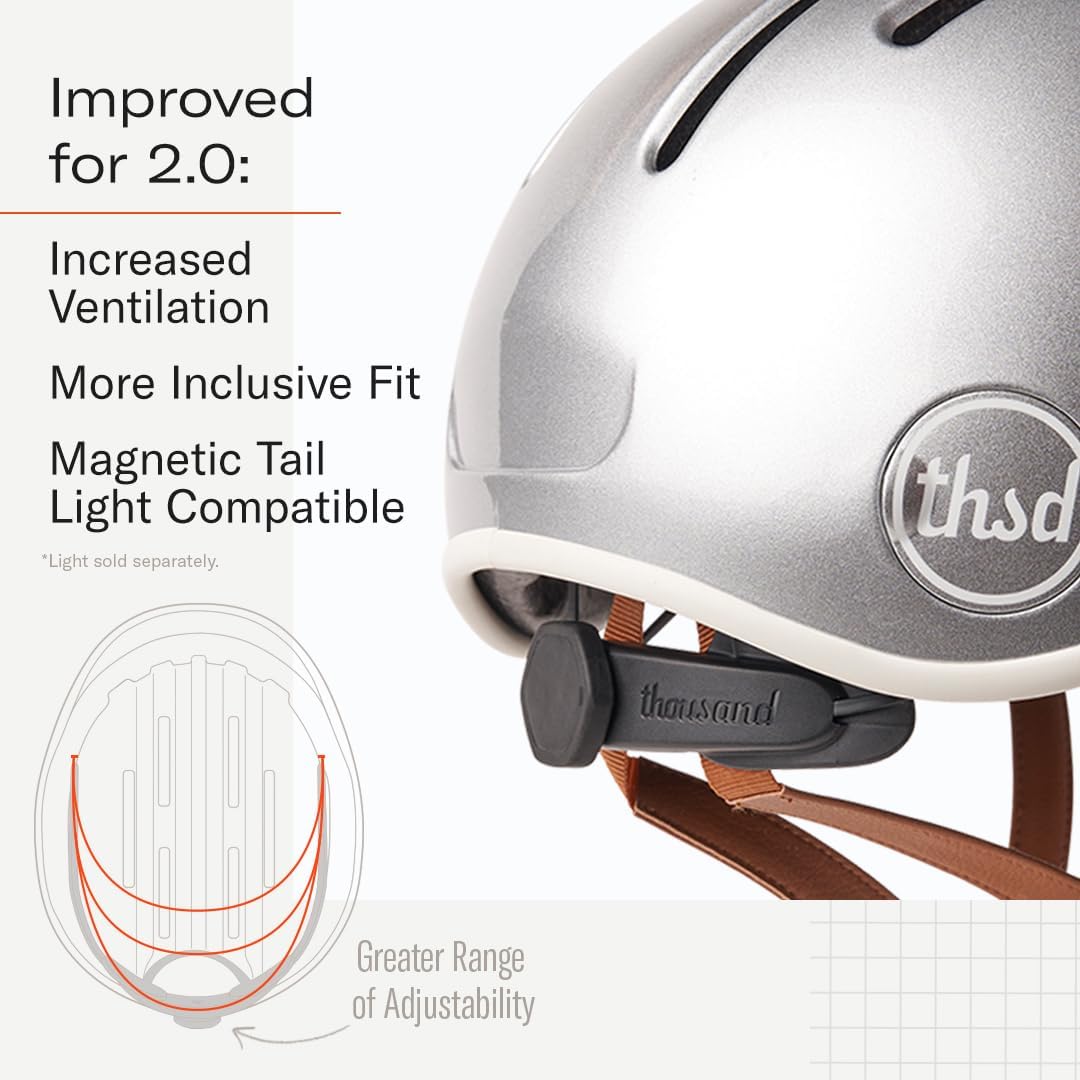 Casque de vélo Adulte Thousand Heritage – Casque Unisexe ventilé avec système antivol PopLock – Idéal pour Le vélo ou Le Skateboard, pour Hommes et Femmes Heritage 2.0 So Silver L