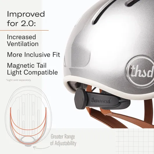 Casque de vélo Adulte Thousand Heritage – Casque Unisexe ventilé avec système antivol PopLock – Idéal pour Le vélo ou Le Skateboard, pour Hommes et Femmes Heritage 2.0 So Silver L