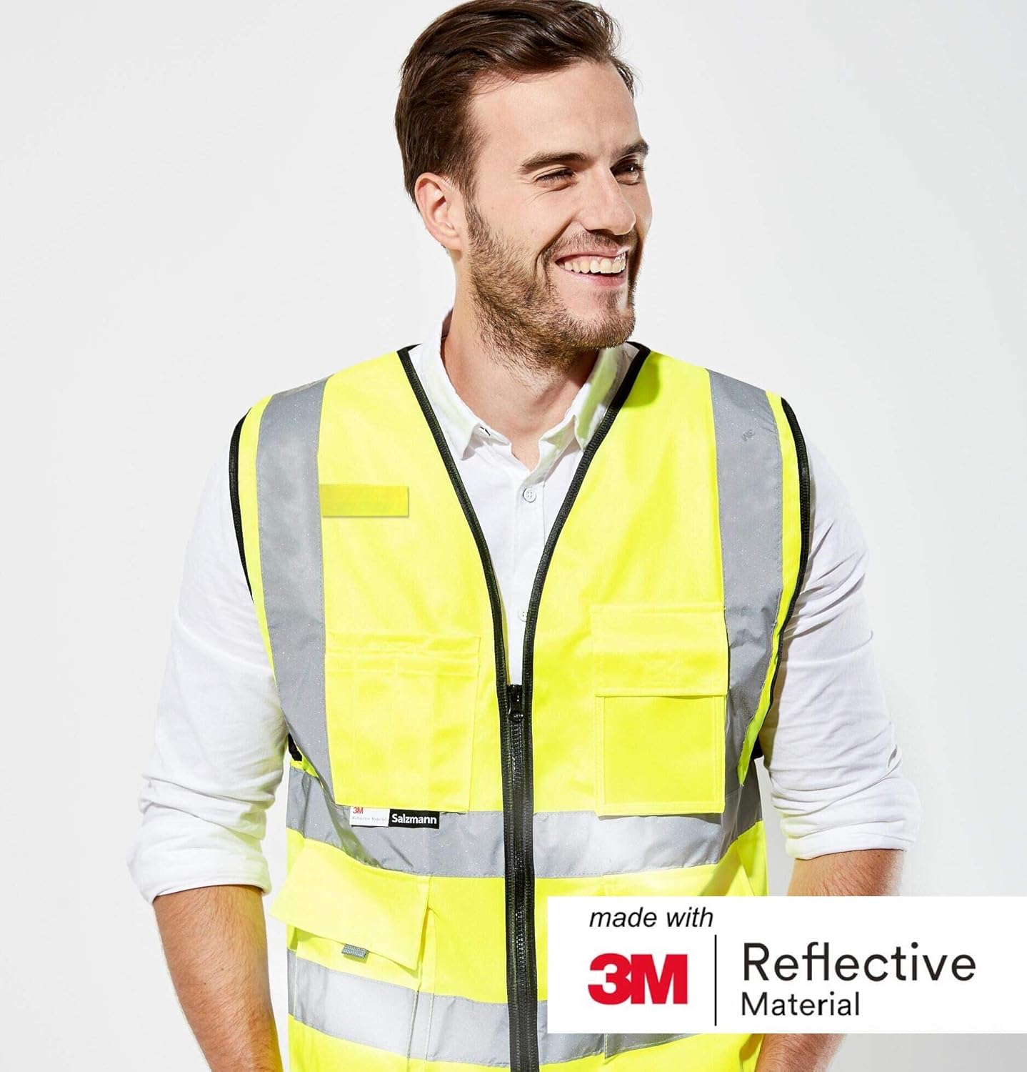 Gilet de Sécurité - Gilet réfléchissant de haute visibilité avec plusieurs poches - Fabriqué avec du matériau réfléchissant 3M L-XL Jaune