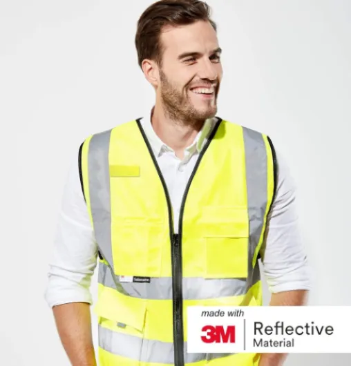 Gilet de Sécurité - Gilet réfléchissant de haute visibilité avec plusieurs poches - Fabriqué avec du matériau réfléchissant 3M L-XL Jaune