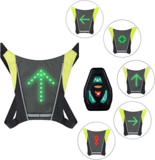 Gilet Dossard à 48 LEDs Clignotant réfléchissant avec Signalisation de Direction pour Vélo et Trottinette - Télécommande et Rechargeable - Vendeur français et Stock en France.