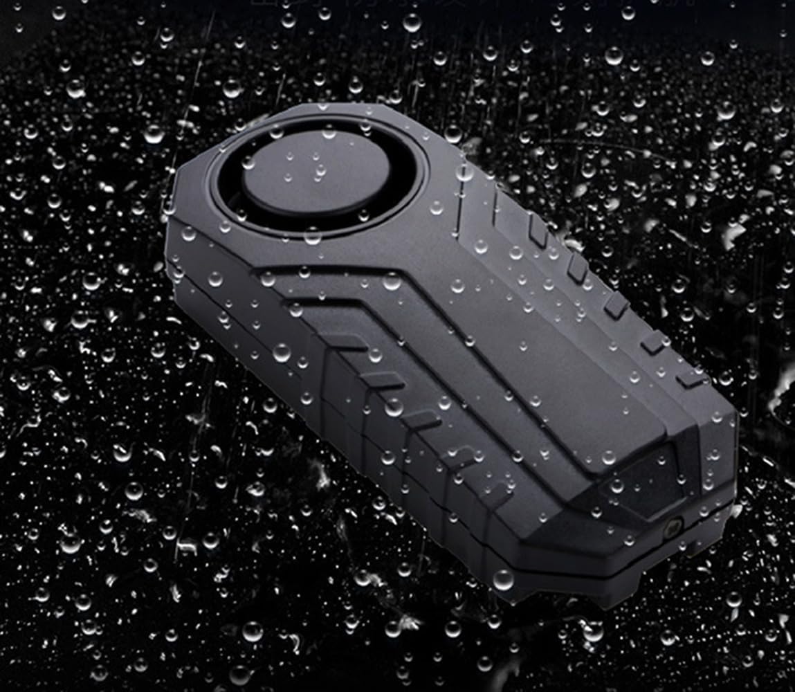 Meichoon Alarme sans Fil vélo Moto Lock Imperméable à l’Eau Système de capteur de sécurité antivol avec 7 Niveau Sensibilité 2 Télécommande pour Les véhicules de Scooter de Voiture de vélo 1x Bicycle Alarm, 2x Remote Control