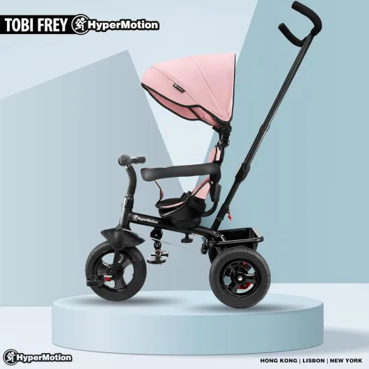 Tricycle Bébé Évolutif 3-en-1 - Tricycle Enfant 1-4 Ans (20 kg) - Poussette avec Guidon Parental, Siège Pivotant 360°, Design Moderne pour Garçon et Fille Rose
