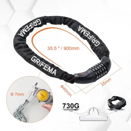 Test GRIFEMA GAK1201-9 : la chaîne antivol à code qui fait le job pour un usage quotidien