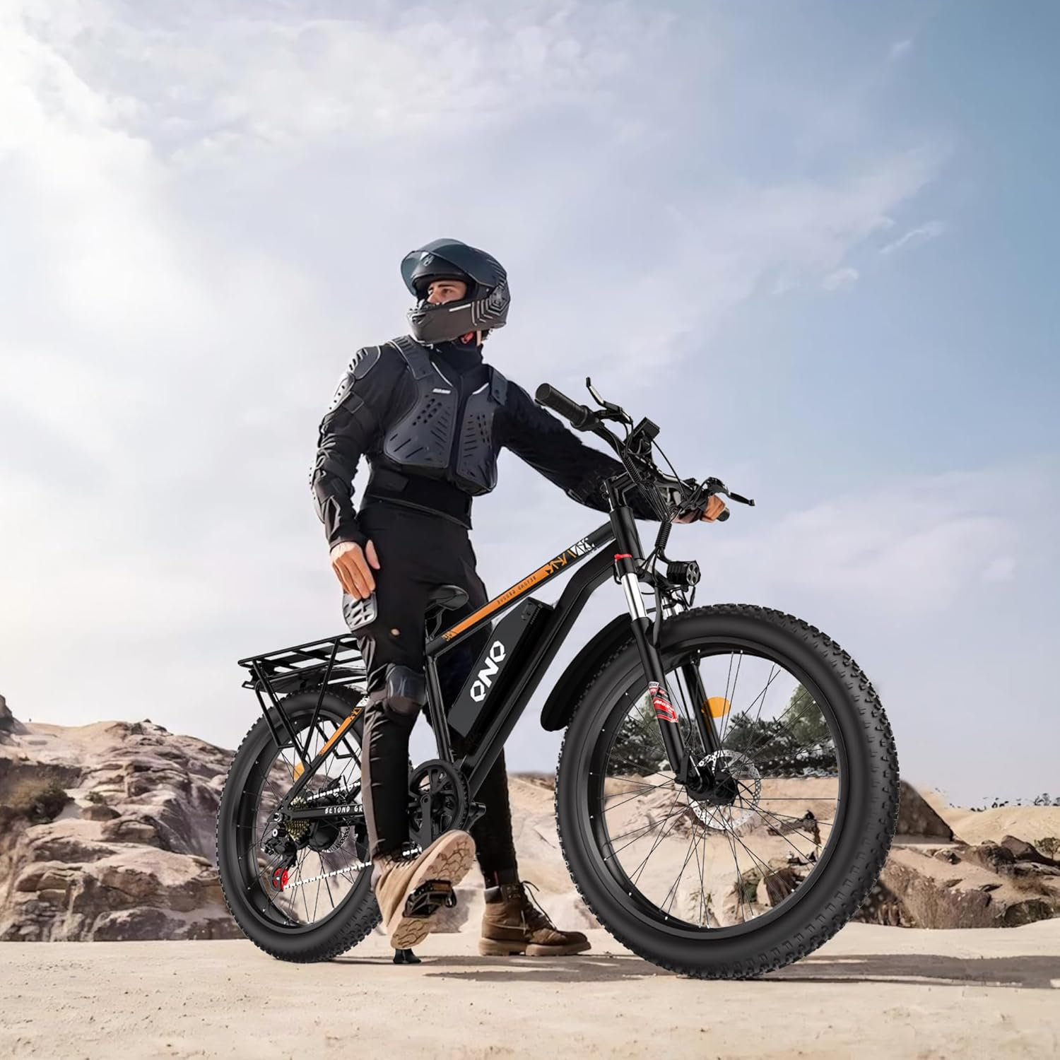 QnQ Vélo électrique pour Adultes, VTT 26 Pouces Pneus Gras, Batterie 48 V 15 Ah, autonomie jusqu'à 40-80 km, Double amortisseurs, Shimano 7 Vitesses, vélo électrique de Plage et de Neige