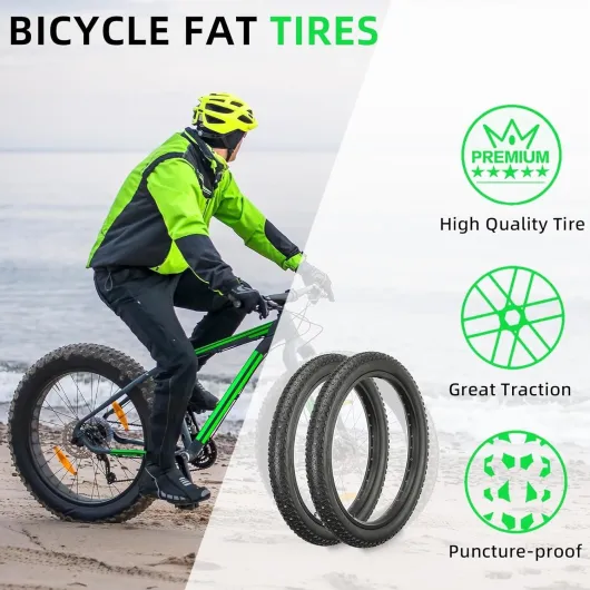 2 PC 20x3.0/26x3.0 Pouces Pneu Gras pour Vélo Électrique avec Chambre à Air, Pneumatique Pliant Résistant aux Crevaisons pour VTT Neige Triporteur et Vélos Urbains(26 X 3.0)