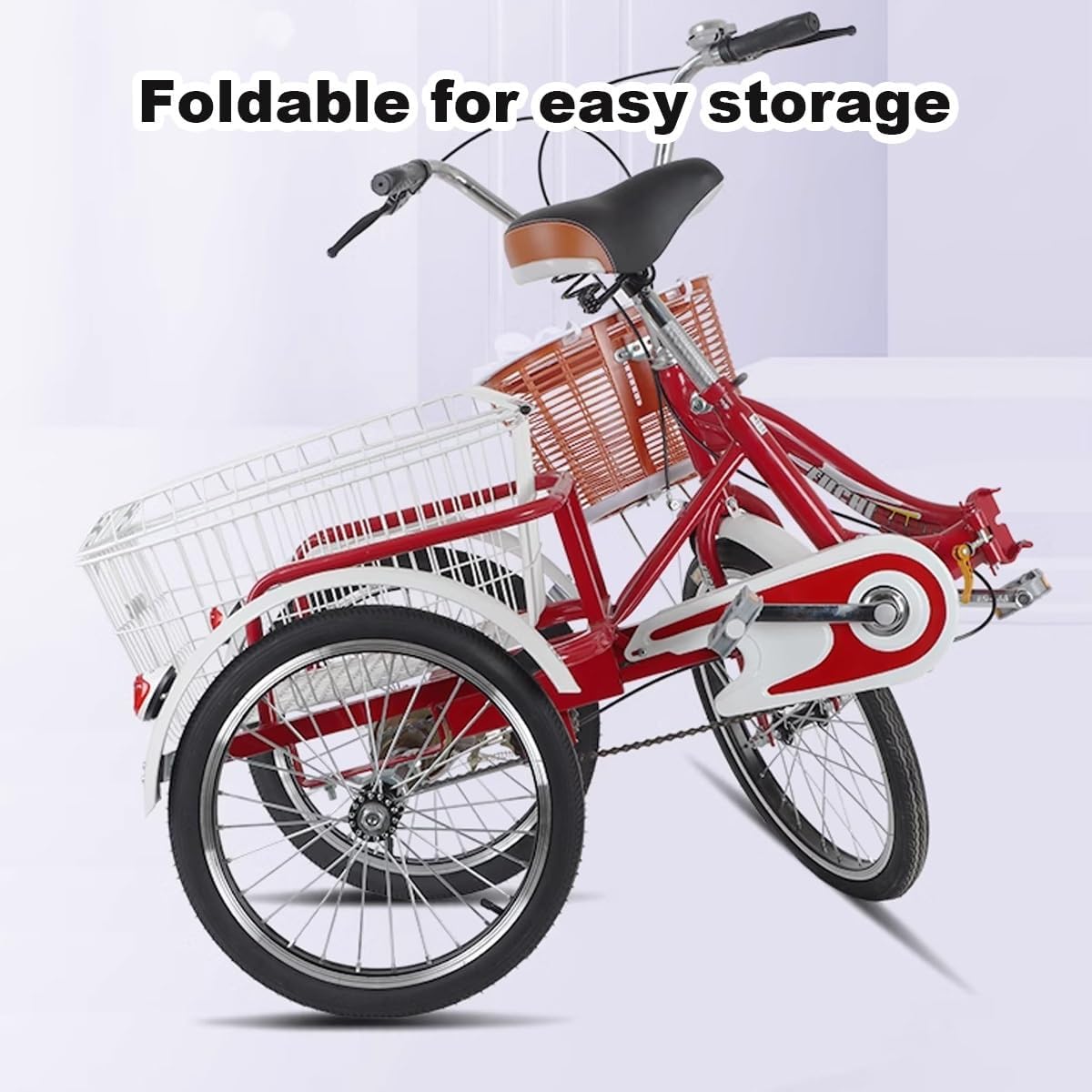 Vélo Cargo 20 Pouces, Vélo Cargo À 3 Roues Pour Adultes Avec Panier Et Capacité De Charge De 200 Kg Pour Les Hommes, Les Femmes Et Les Personnes Âgées, Vélo À Trois Roues Ajustable Pour Le Shopping(Br No backrest Marron
