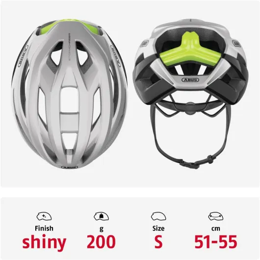ABUS StormChaser Casque de Route - Casque de Vélo léger et Confortable pour Cyclisme Professionnel - Unisexe Argent (gleam silver) S (51-55 cm​)