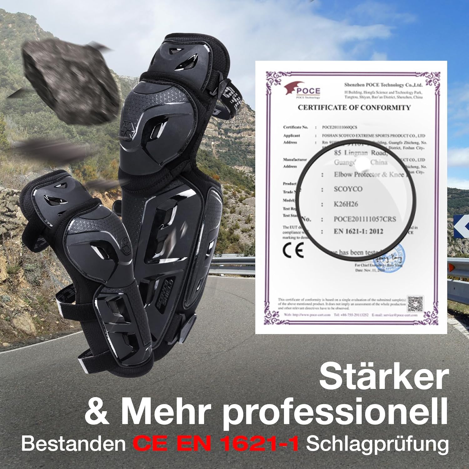 4 Pièces Moto Motocross Genouillères Protège-Tibias Coudières Ajustable Motocyclette Protecteur Genou Protection Armure pour Adulte Faire de la Moto du Patin à roulettes Noir-4 Pcs
