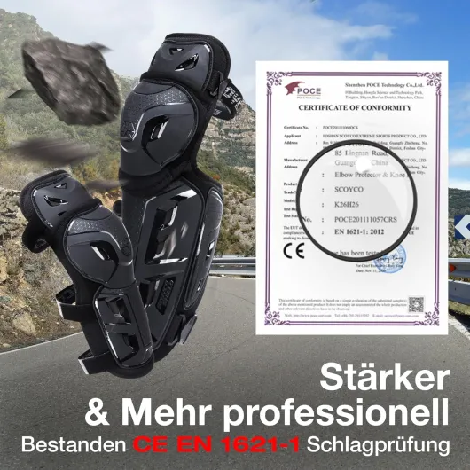 4 Pièces Moto Motocross Genouillères Protège-Tibias Coudières Ajustable Motocyclette Protecteur Genou Protection Armure pour Adulte Faire de la Moto du Patin à roulettes Noir-4 Pcs