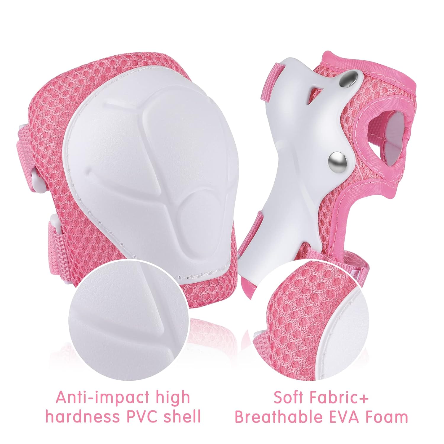 WayEee Protection Roller Enfant, Casque/Genouillères Enfant Ensemble de Protections, Equipement de Protection pour Roller, Skateboard, Vélo, Trottinette 3 à 10 ans rose