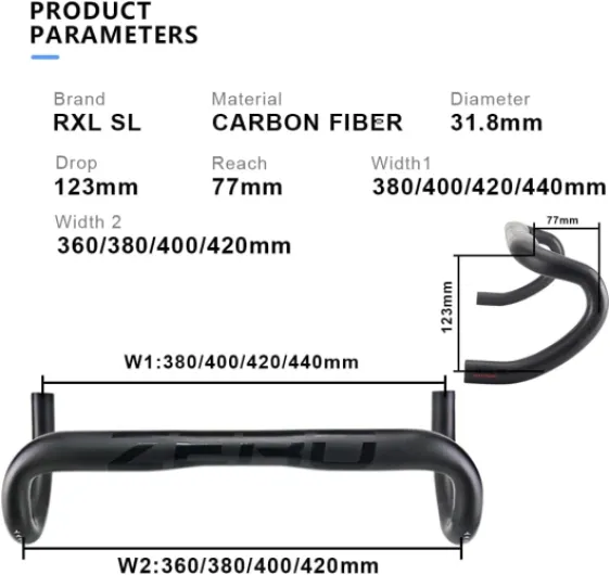 31.8 guidon de vélos de route routage externe UD mat guidon en carbone 400mm Ligne noire-UD Mat 31.8*400mm