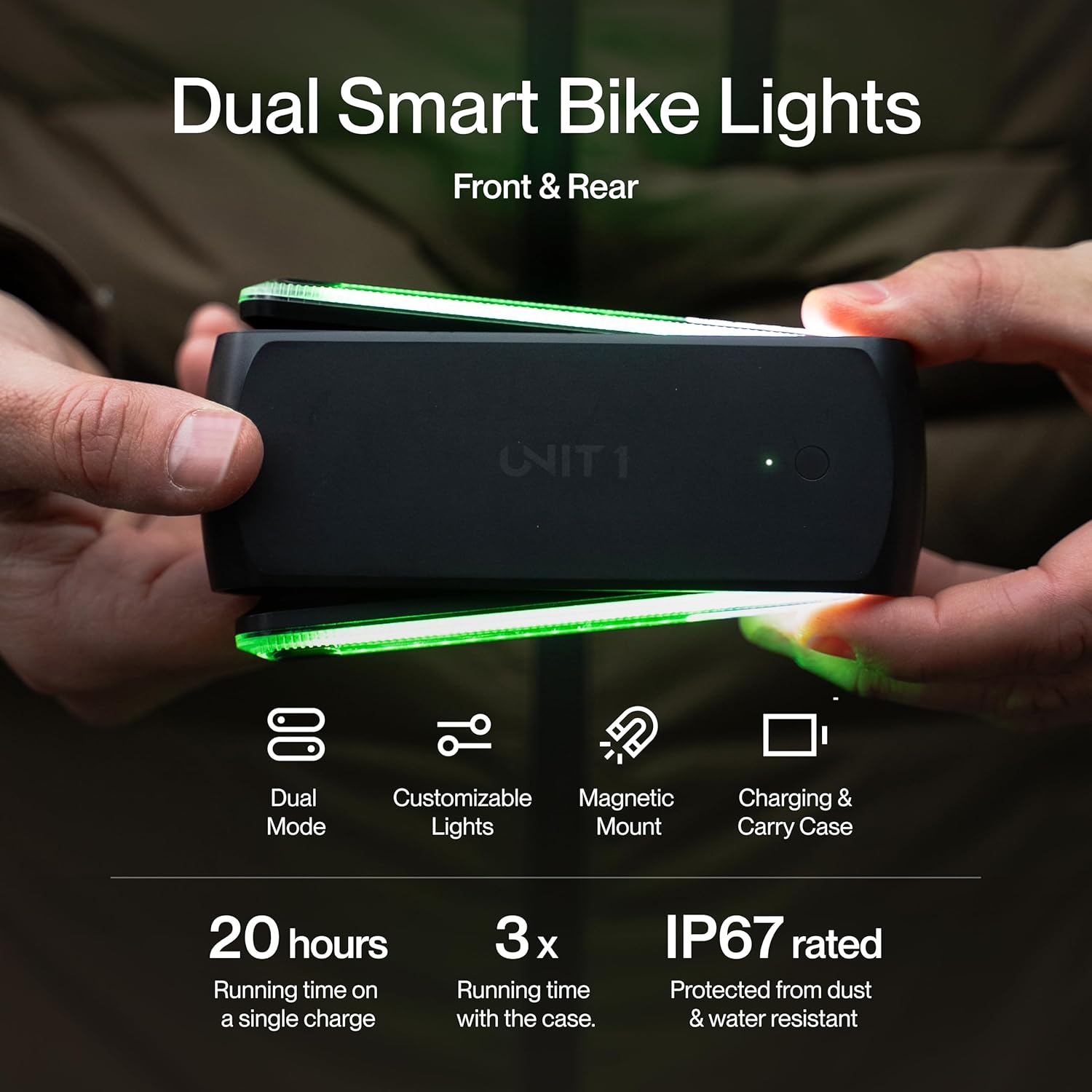 Lumière intelligente - LED sans fil avant et arrière - Clignotant et feu stop compatible avec télécommande - Rechargeable USB-C - Application (2 lumières intelligentes - Étui de charge - Smart Light Pro Dual