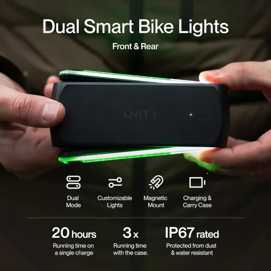 Lumière intelligente - LED sans fil avant et arrière - Clignotant et feu stop compatible avec télécommande - Rechargeable USB-C - Application (2 lumières intelligentes - Étui de charge - Smart Light Pro Dual