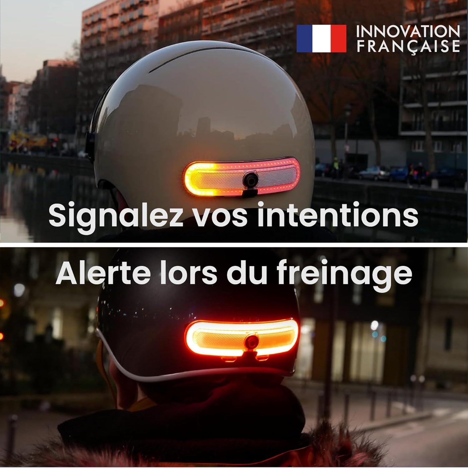 Innovation Française - Éclairage Turn Pour Casque Vélo Et Trottinette, Rouge Avec Clignotants Droit-Gauche, Télécommande Oximote Incluse, Fonction Feu Stop En Option - Eclairage + télécommande + poignée frein