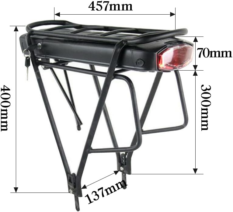 Porte-Bagages arrière Batterie de vélo électrique 36V pour Les vélos électriques de 250 W et 500 W-Kit de Conversion pour vélo électrique Batterie (36V 13Ah inclure Un Porte-Bagages)