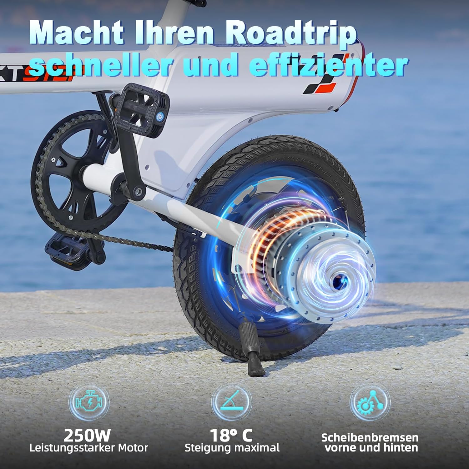 Vélo électrique, E Bike pour Adolescents et Adultes - Portable - pour Les trajets urbains - Max - 25km/h - Moteur 250W - autonomie 30-45km - 3 Modes de Conduite - Freins à Disque - écran LCD - Blanc