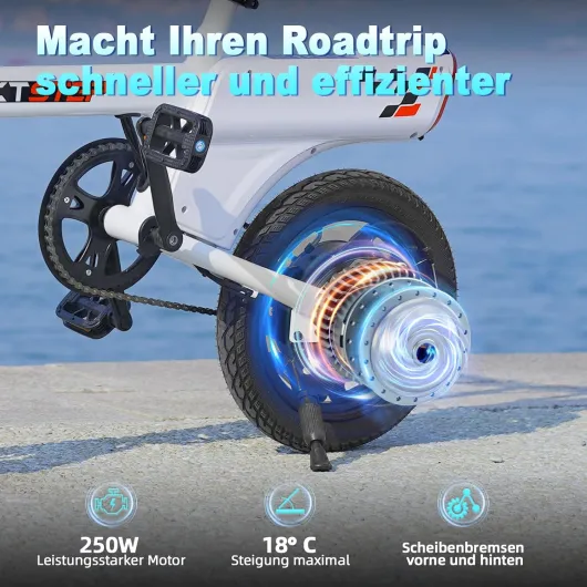 Vélo électrique, E Bike pour Adolescents et Adultes - Portable - pour Les trajets urbains - Max - 25km/h - Moteur 250W - autonomie 30-45km - 3 Modes de Conduite - Freins à Disque - écran LCD - Blanc