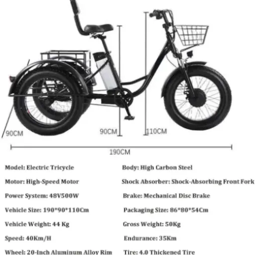Test Tricycle électrique adulte 20" SXYKXYDL : le triporteur costaud pour les courses du quotidien
