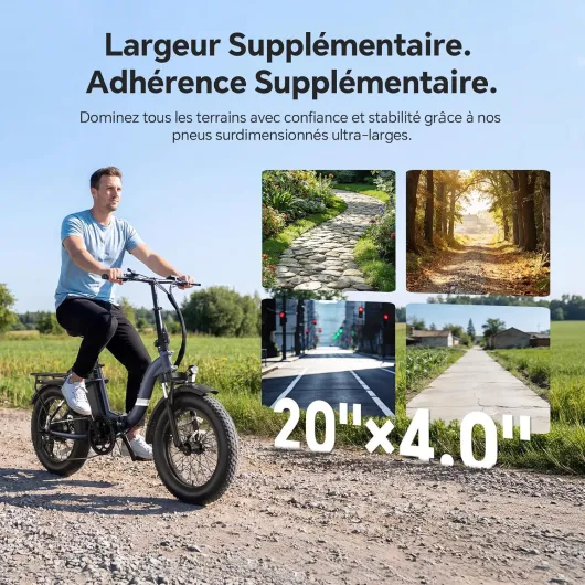 S2/ S2 Pro Vélo Électrique Pliable Tout-Terrain, 20"×4.0" Fat Tire, 150KM Autonomie, Batterie 720Wh Amovible, Moteur 250W Vélo Électrique Gros Pneu 7 Vitesses, E-Bike Urbain pour Adulte S2-Noir-55NM
