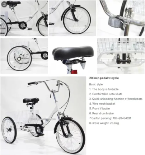 Tricycle Adulte à 3 Roues, Tricycle Cargo à Une Vitesse avec Panier, idéal pour Les Seniors et offrant Un Confort de Conduite Optimal.