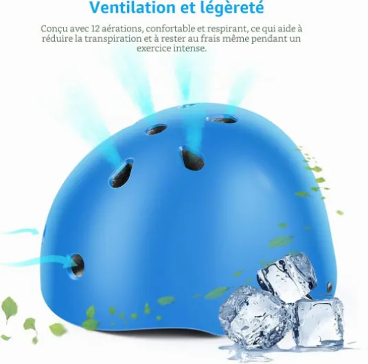 Jim's Store Casque Protection Enfant Vélo Kit de Protection Roller Enfant Casque Ajustable Coudières Genouillère Protège-Poignets Ensemble de Protection enfant Sport Skateboard Velo Roller Patin Trottinette Bleu