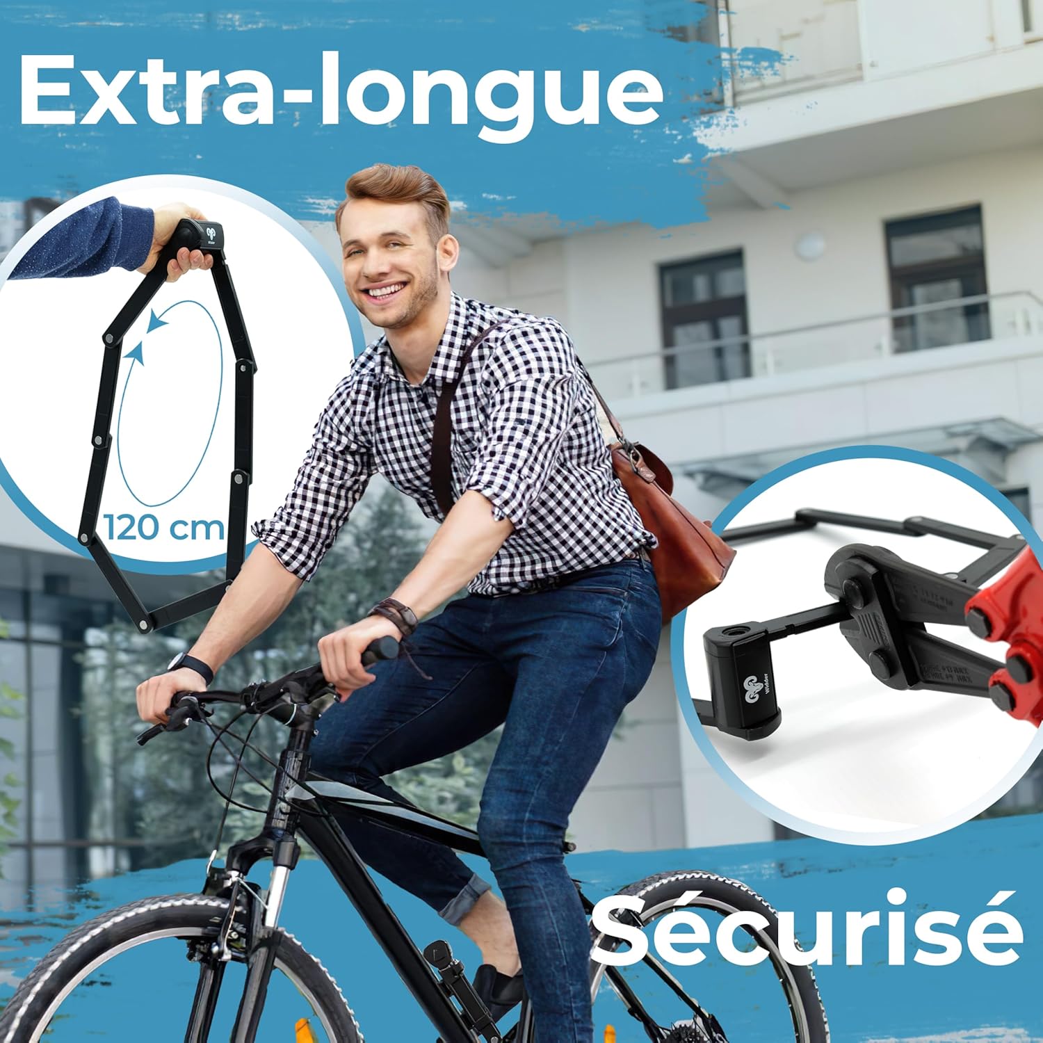 Widder Antivol pliable très sûr - 120 cm - Antivol pliant avec 4 clés et support comme antivol velo electrique - Idéal comme cadenas velo antivol, vélo électrique et anti vol vélo