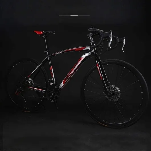 Vélo de Route 26 Pouces, Vélos 24 Vitesses, Freins À Double Disque, Cadre en Acier À Haute Teneur en Carbone, Course de Vélo de Route, Rouge/Rouge