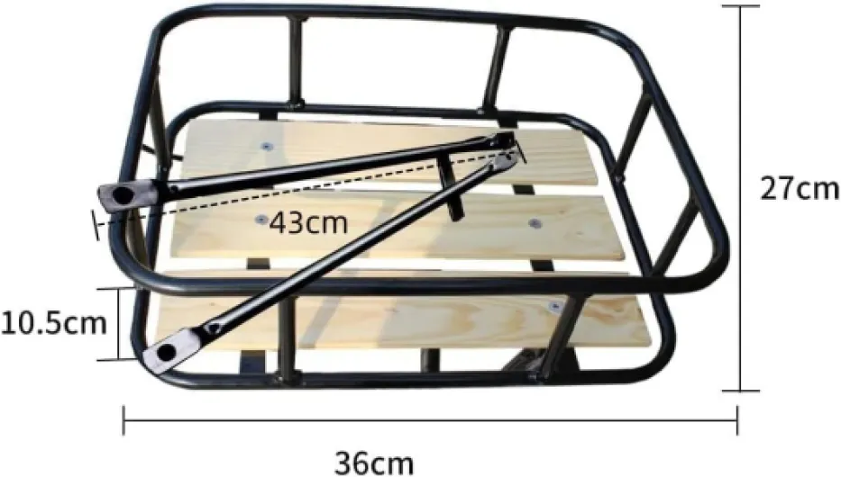 Tenthome Panier VéLo Porte-Bagages Avant VéLo Avant avec Panier Porte-Bagages VéLo en Bois Holland Road Bike pour 24, 26, 28 pouces et 700C - Fer