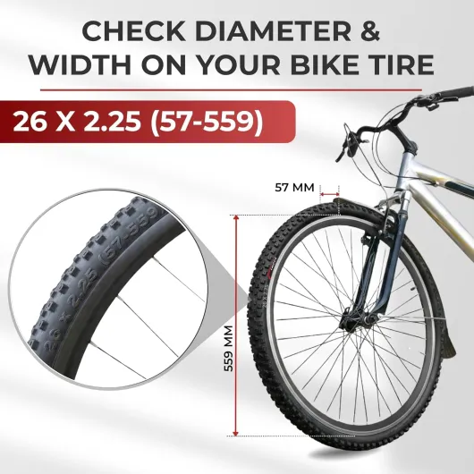 Encamp Velo Pneus VTT 26 x 2.25 Pouces avec 57-559 Chambre à Air avec 48mm Schrader - Pair Pliable Tire 26" pour Montagne & Hybrid & Electrique Vélo, VTT Tout Terrain, vélo de Ville Pack 2