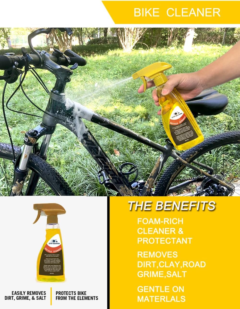Kit de Nettoyage de Vélo Ultrafashs, Ensemble Complet avec Dégraissant, Brosse à Chaîne, Brosse à Pneus, Gant de Nettoyage, Lubrifiant Value Set 12 Stück