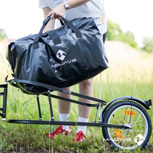 M-Wave Stalwart Single 40 Einspur Gepäckfahrradanhänger, Fahrradanhänger, Lastenanhänger, Einrad-Anhänger, Transportanhänger, Gepäckanhänger mit Tasche, Tragkraft 35 kg - Pendentif + sac Simple