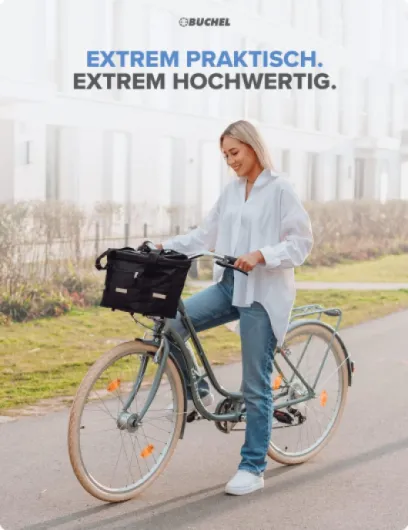 Büchel Panier à Vélo Avant - Sac à Provisions I Pliable I Panier à Vélo Avant avec Fixation Express pour Une Pose et Un Retrait Rapides - I Panier à Vélo Avant Noir et bleu