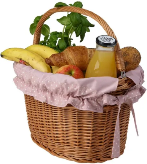Panier de vélo rétro en osier avec sangles en cuir, sac de transport en osier pour un vélo Rustique