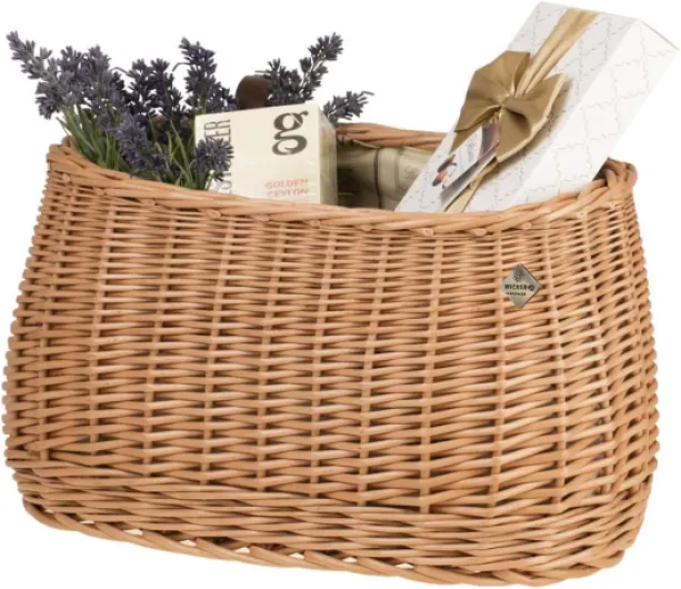Panier,Basket,Panier de Guidon de vélo en Osier avec Deux Sangles en Cuir (Naturel)