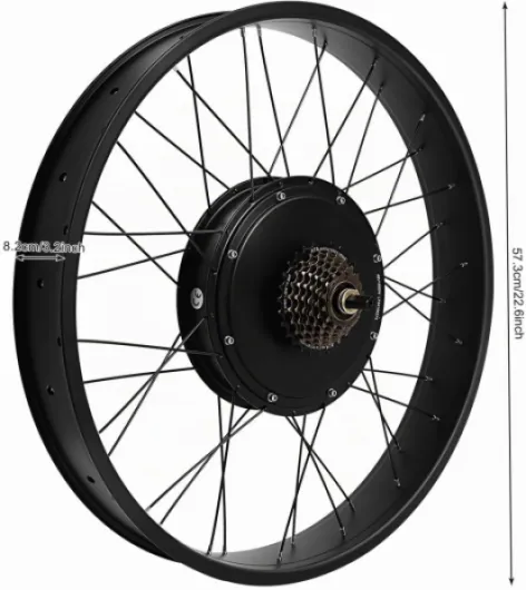 Kit de conversion Fat-Bike Fatbike 26 pouces - 48 V 1500 W - Kit de conversion de roue arrière pour vélo électrique - Kit moteur de roue arrière sans balais - Kit de conversion de vélo électrique avec