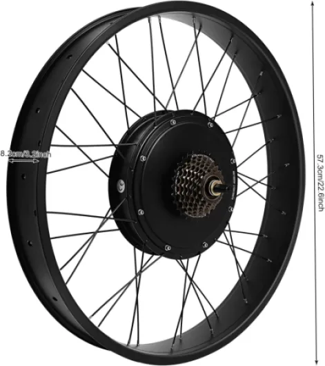 Kit de Conversion de Vélo Électrique Pneu Fatbike 26 Pouces, 48 V 1500 W - Kit Electrification Velo, Electric Bicycle Wheels, Contrôleur 35A, Écran LCD, Poignées Frein 55 Nm Couple