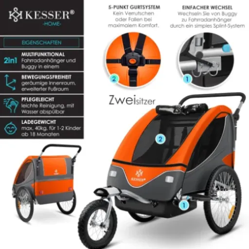 Test KESSER Remorque de vélo pour enfant : la 2-en-1 pas chère qui fait (globalement) le job