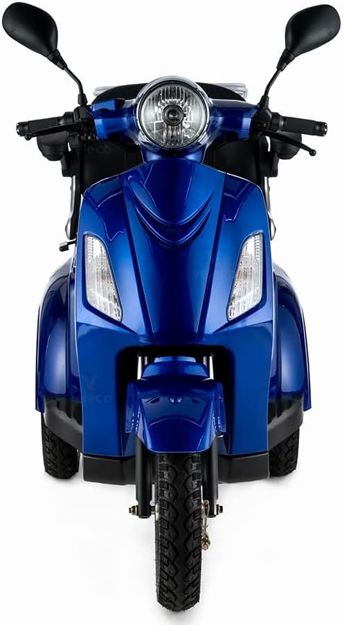 ZT15 - Scooter de mobilité 3 roues - Entièrement assemblé et prêt à l'emploi - Frein électromagnétique automatique - Compteur de vitesse à LED(BLEU)