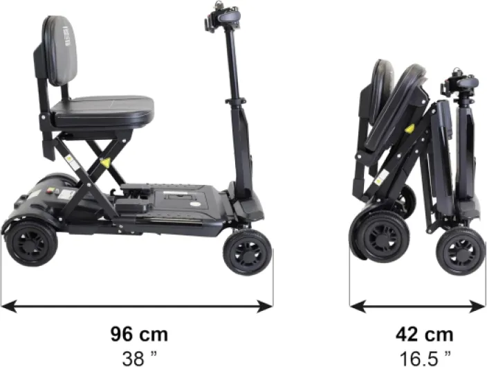 Scooter Électrique Adulte Pliable et Léger (autonomie 10-15 km), Mobilité Réduite Handicapé, Batterie Lithium 10Ah, Senior Compact Noir Électrique Pliant Noir
