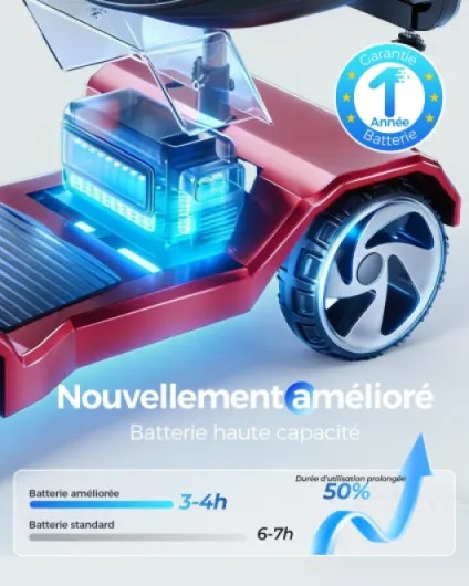 Scooter de mobilité Adulte avec Siège, Chaises roulantes électriques, Dispositif de mobilité électrique à 4 roues pour les personnes âgées, Electric Mobility Device