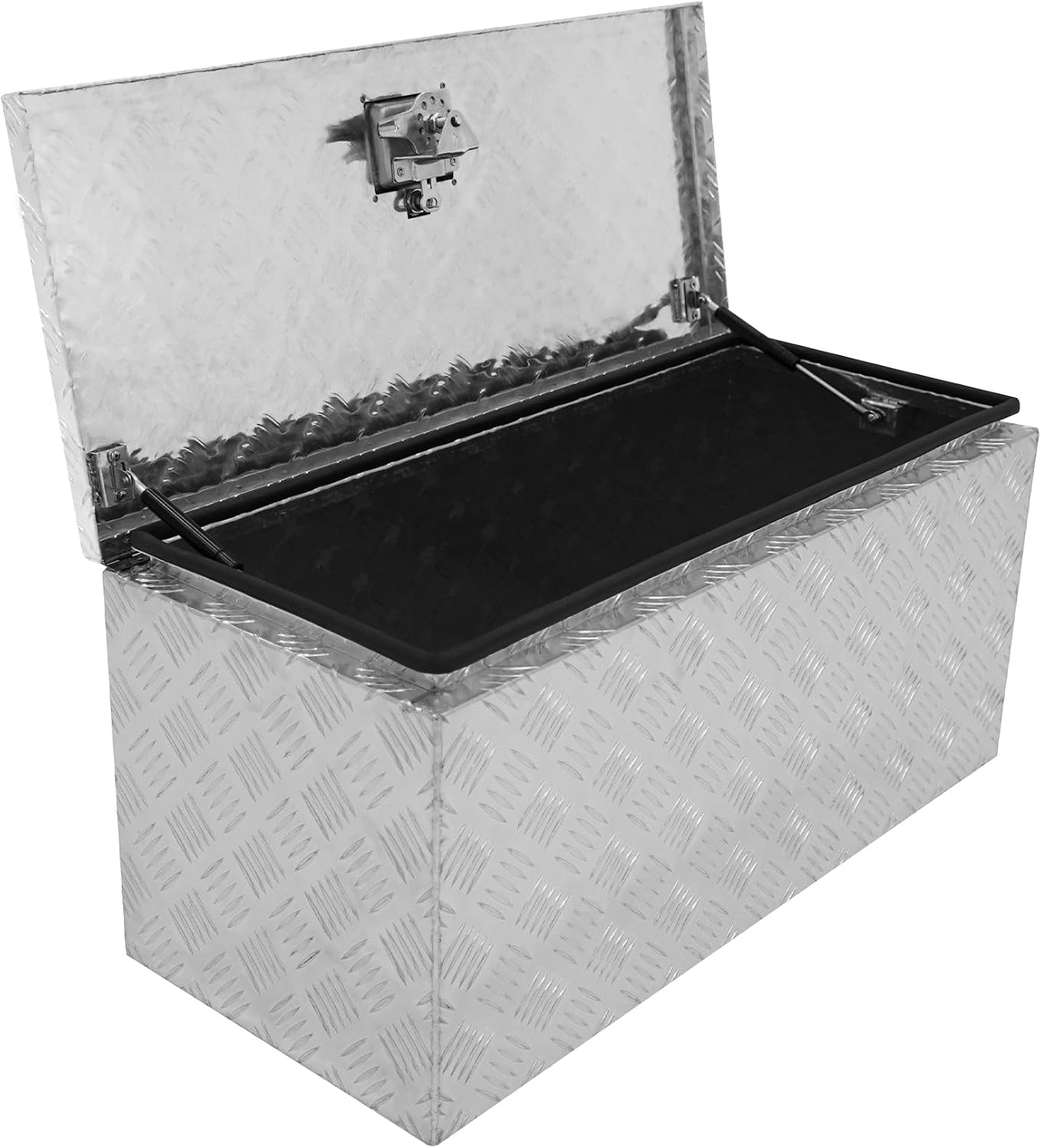 Caisse à Outils de Transport en Aluminium 102L, Damier Métal Résistant, Fond & joints doublés renforcés en caoutchouc, Malle Coffre Solide pour Camion Van, 810 x 370 x 350mm [Verrou & 2 clés INCLUS] Extra Large - 102L